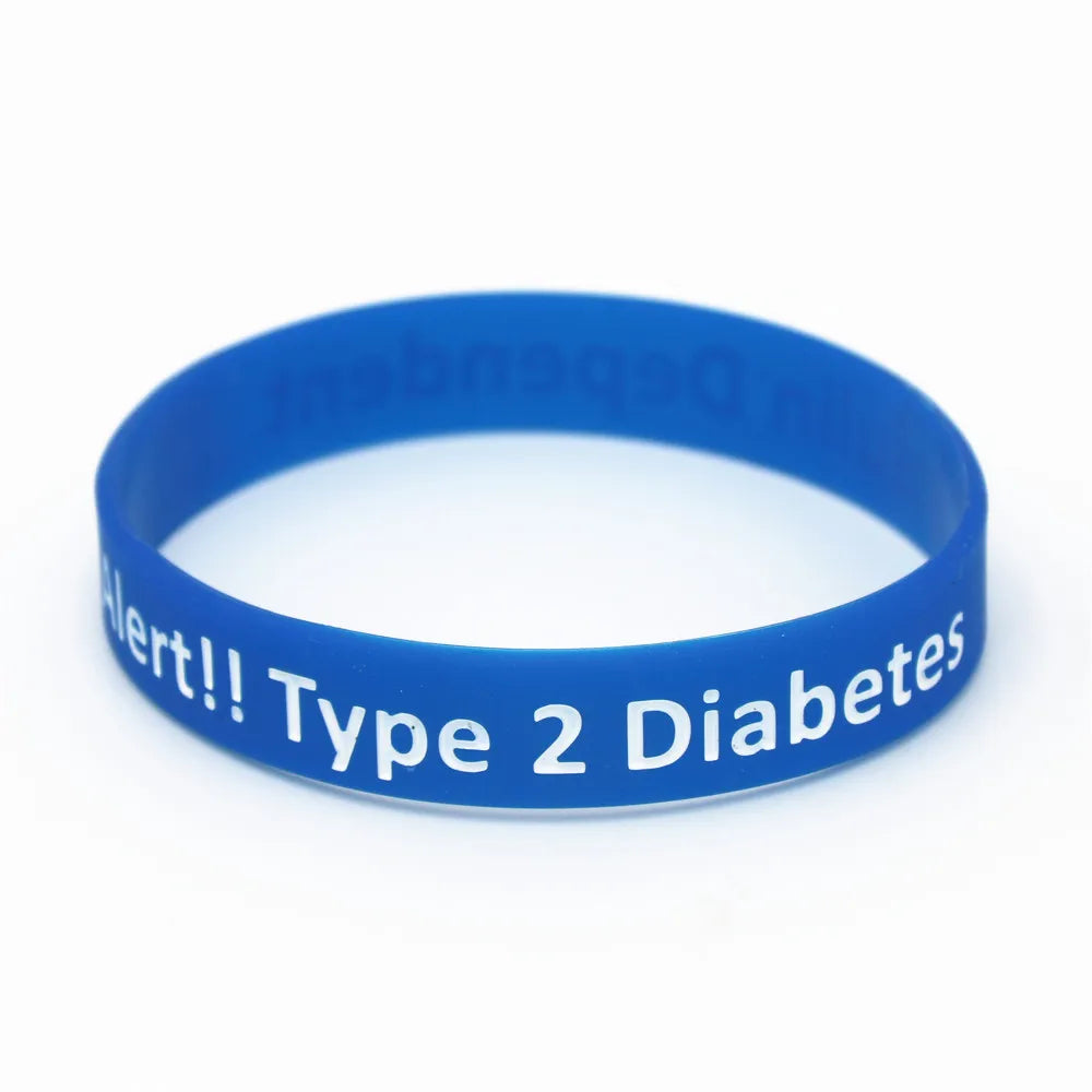 SH060 Diabetic Medical Alert Bracelet - Silicone Wristband Blue / 20cm