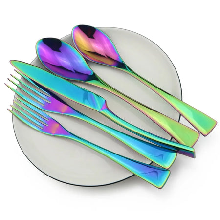 Rainbow Dinnerware Set &ndash; Colorful Mirror Finish Stainless Steel Cutlery