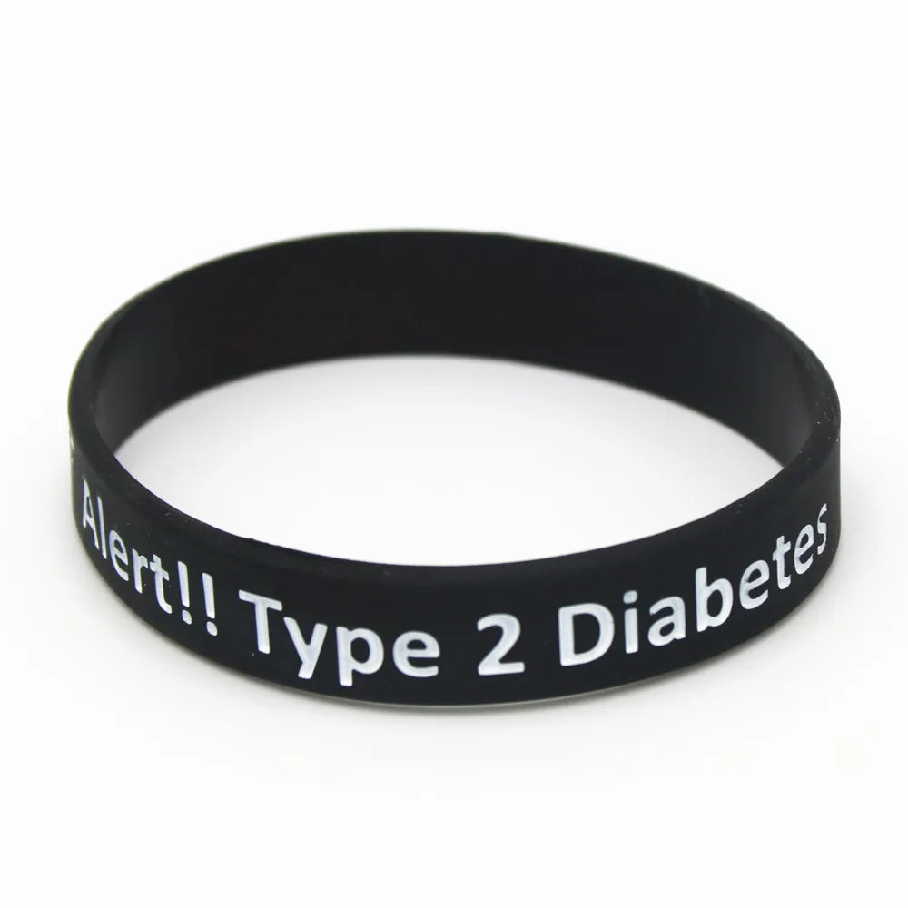 SH060 Diabetic Medical Alert Bracelet - Silicone Wristband Black / 20cm