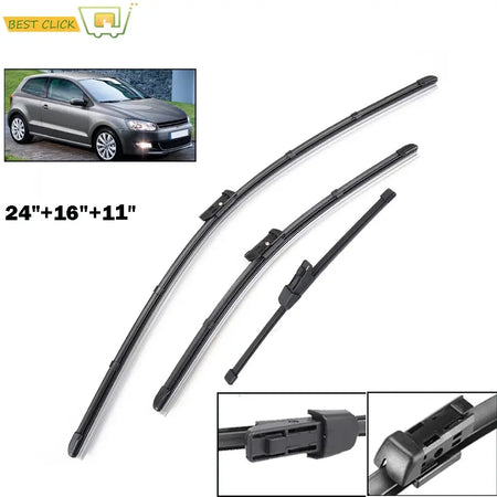 Misima Windshield Windscreen Wiper Blades For VW Polo 6R Hatchback Front Rear Set 2017 2016 2015 2014 2013 2012 2011 2010 2009 by InterCyprus Trading Ltd