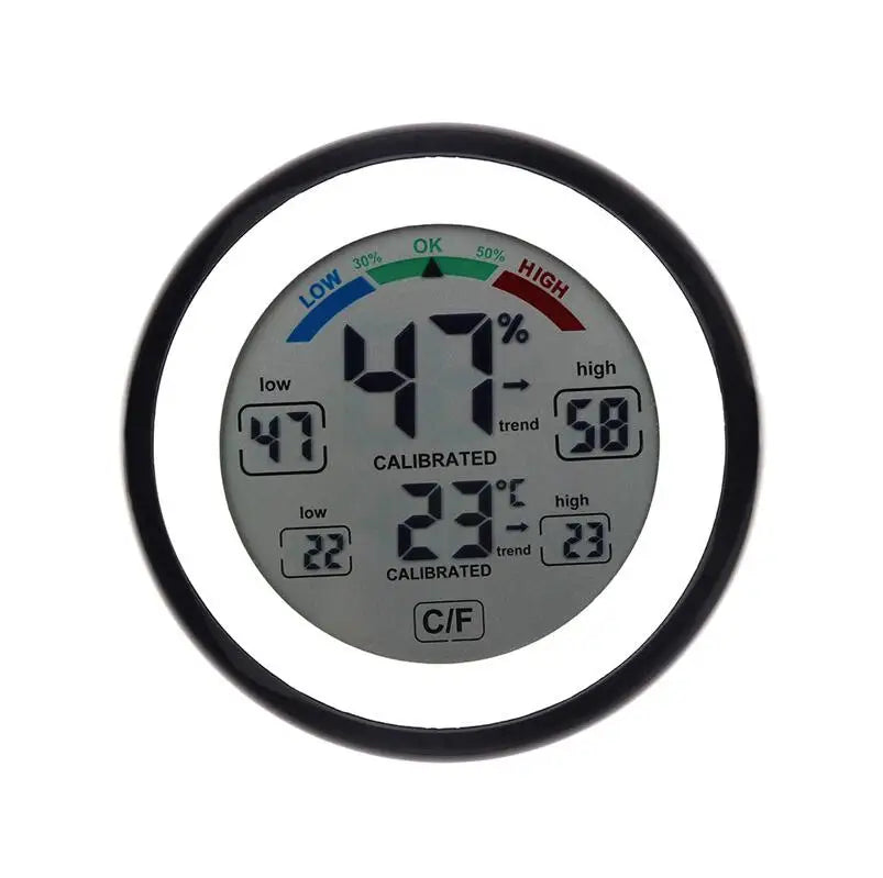 Digital Thermometer Hygrometer Mini - Compact Indoor Sensor Black