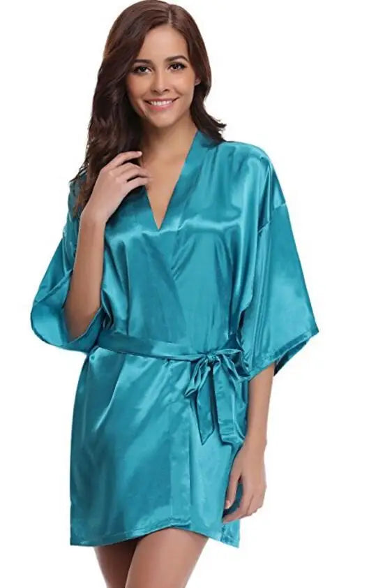 RB032 2018 Silk Kimono Robe Bathrobe - Women's Satin Bridesmaid Dressing Gown