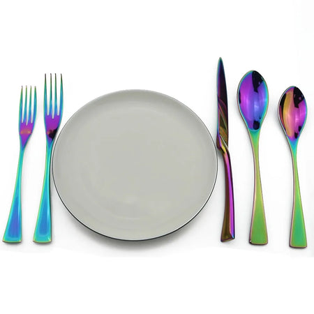 Rainbow Dinnerware Set &ndash; Colorful Mirror Finish Stainless Steel Cutlery