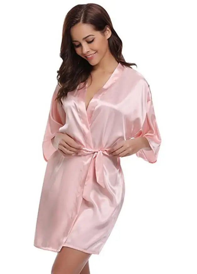 RB032 2018 Silk Kimono Robe Bathrobe - Women's Satin Bridesmaid Dressing Gown