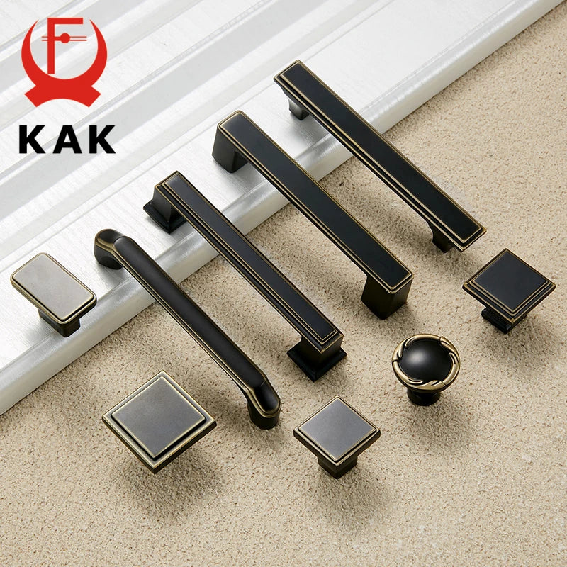 KAK Vintage Black Bronze Cabinet Handle 96mm European Style