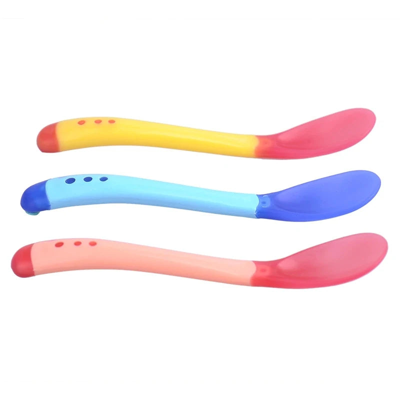 KEYBOX 3Pcs Baby Safety Silicone Temperature Sensing Spoon Set