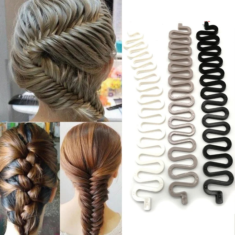 🟠 1PCS Charming French Style Women Girls DIY Hair Braiding Tool Roller Hook With Magic Twist Styling Bun Maker Plait Tools