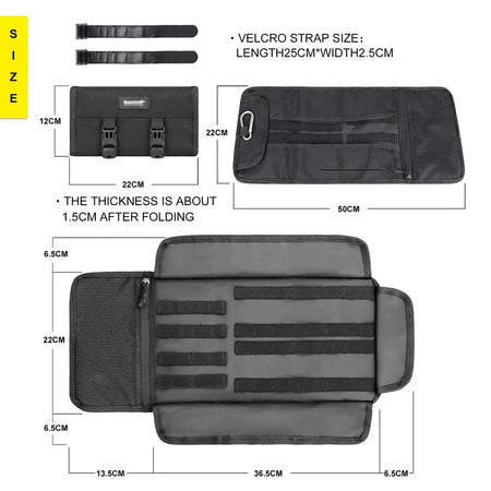 Rhinowalk Motorcycle Tool Bag Roll Toolkit Saddle Bag Portable Repair Kit Storage Pouch Universal Large Capacity Side Tool Bag by InterCyprus Trading Ltd