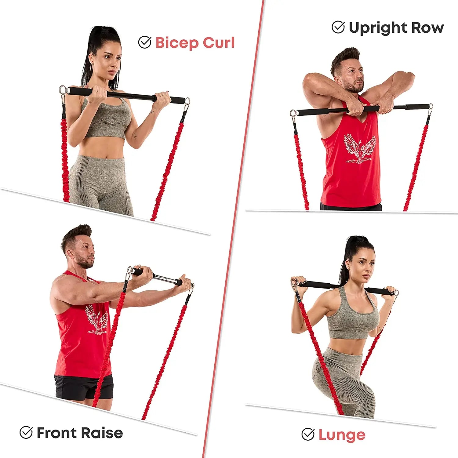 Workout Bar Fitness Resistance Bands Set &ndash; Versatile At Home