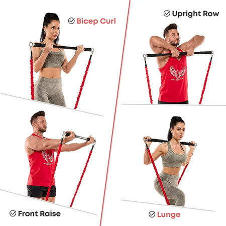 Workout Bar Fitness Resistance Bands Set &ndash; Versatile At Home