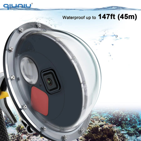 QIUNIU 45m Waterproof Dome Port for GoPro Hero 9-13 with Switchable Filters