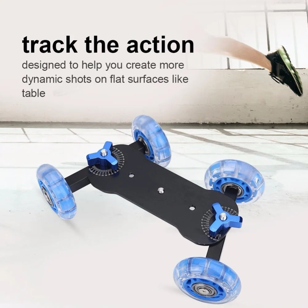 Tabletop Mobile Rolling Video Rail Skater for DSLR - Dolly+11'' Magic Arm
