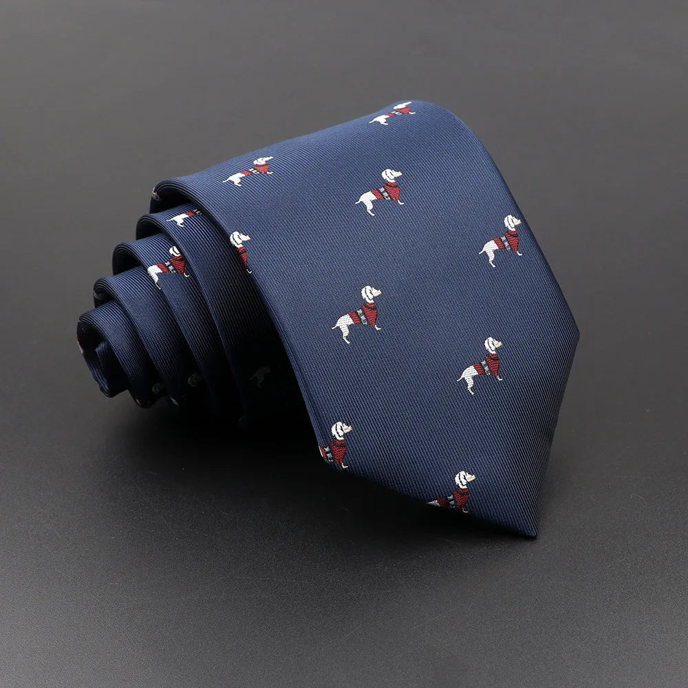 Men's Floral Tie with Brown Bear and Horse Print 4