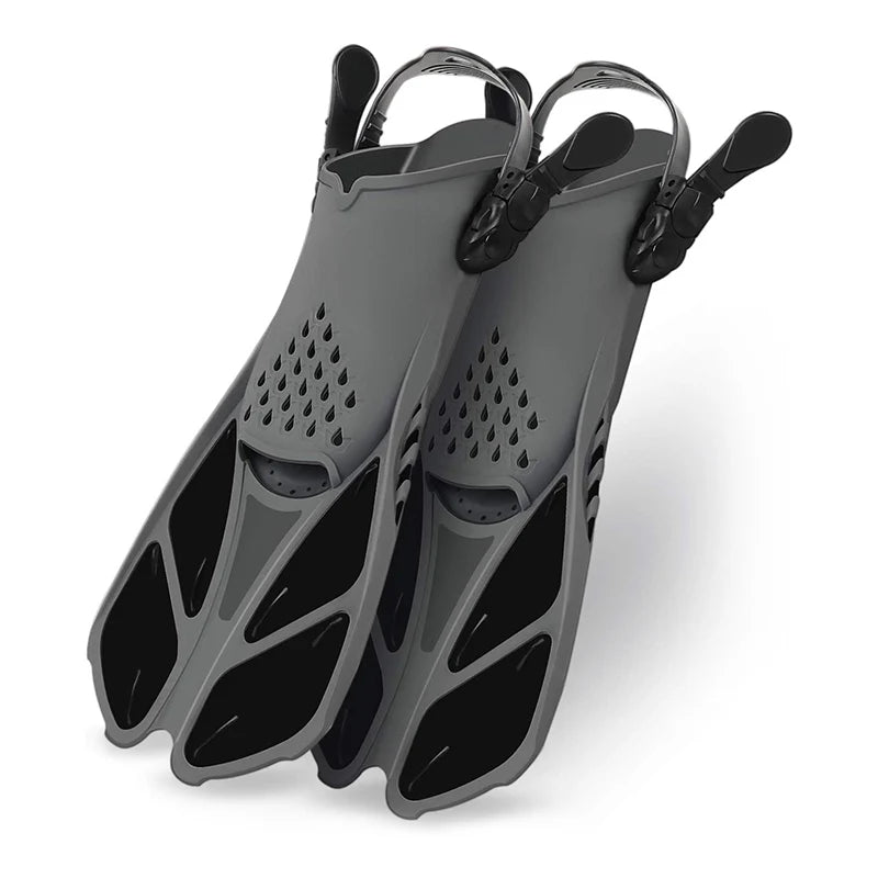 COPOZZ Adjustable Snorkeling Fins | Comfortable Silicone Dive Flippers for Adults &amp; Kids Black / L/XL / CN (Origin)