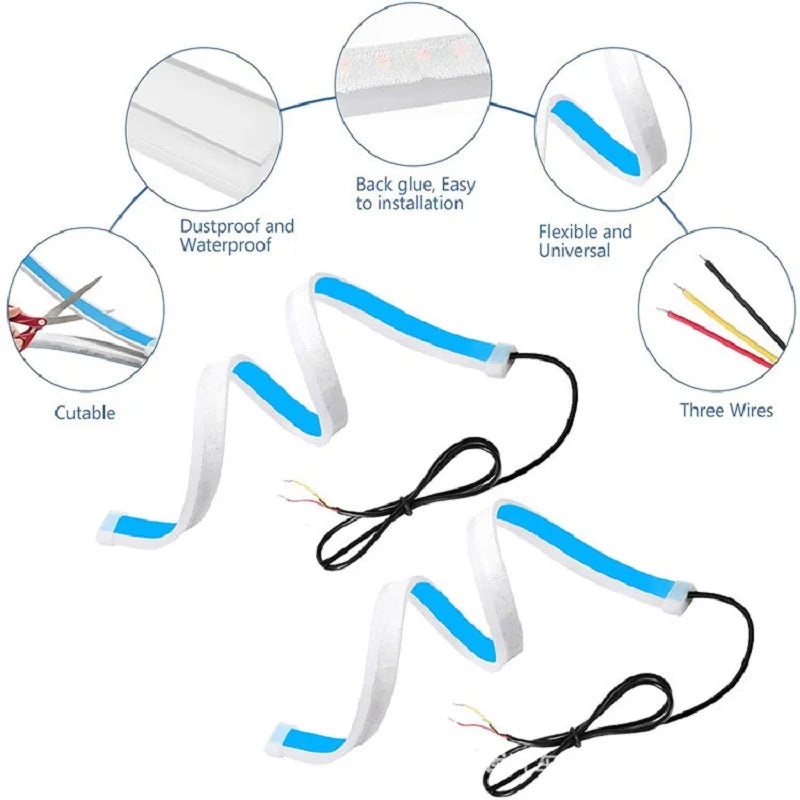 2Pcs 12V LED DRL Light Strip &ndash; Waterproof And Flexible