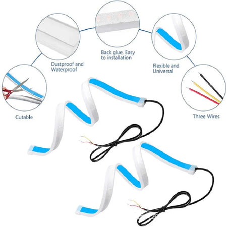 2Pcs 12V LED DRL Light Strip &ndash; Waterproof And Flexible