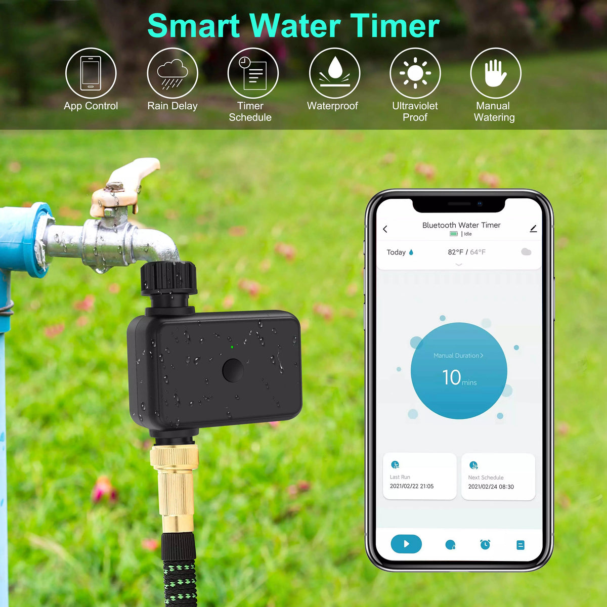 Smart Garden Irrigation Programmer With WiFi Hub, Smart WiFi Irrigation Timer With Bluetooth And App Control, Automatic/Manual Water Timer For Garden And Lawn. Up To 8 Bar Pressure!