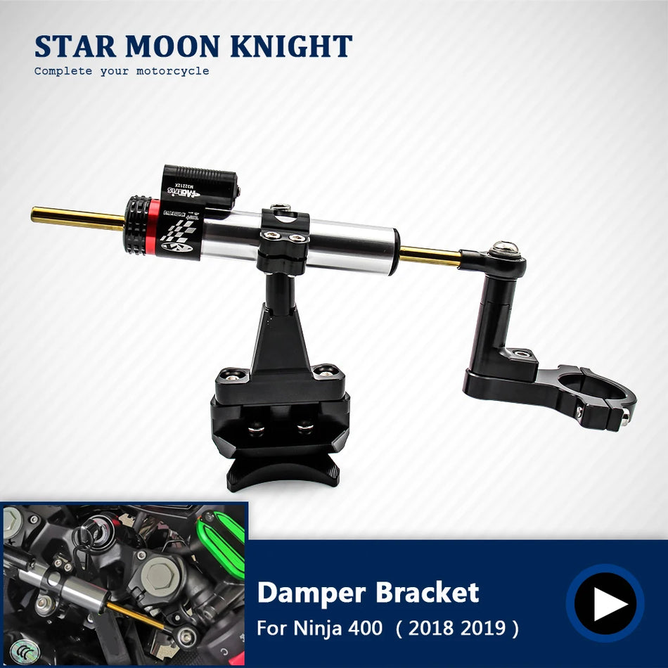 Kit de Suporte do Amortecedor de Direção Kawasaki Ninja 400 2018 CNC Usinado Ajustável Com Ferragens de Montagem de Precisão