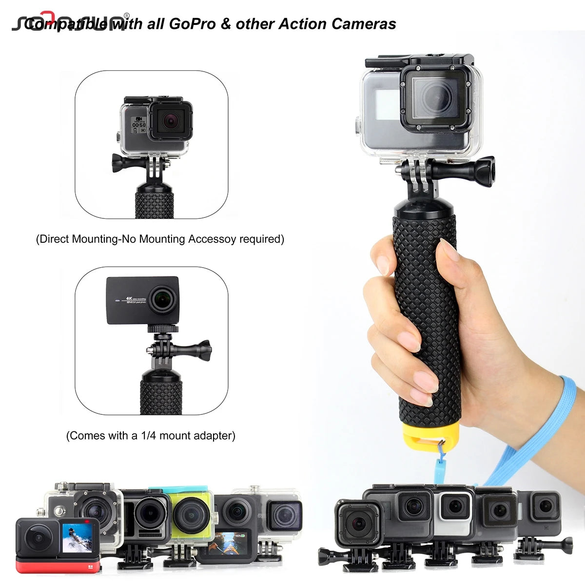 SOONSUN Water Floating Hand Grip &ndash; Anti-Slip Design for Action Cameras