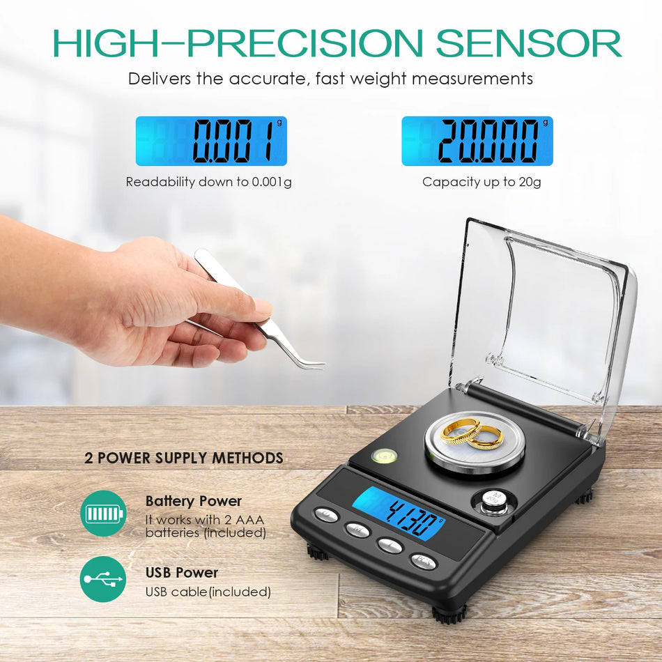 Amir 0.001g Precision Digital Jewelry Scale &ndash; Ultra-Accurate Weighing