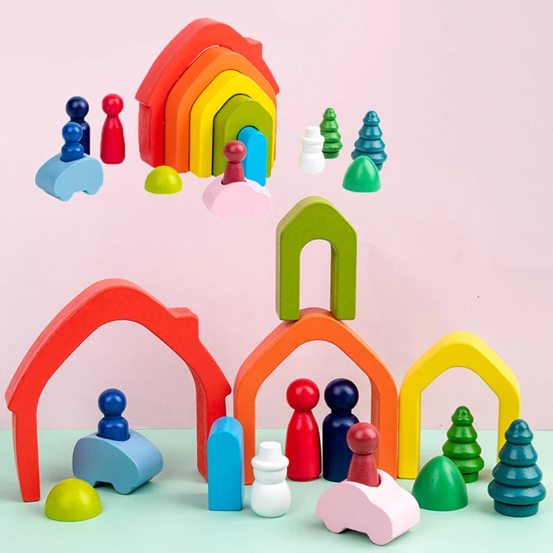 Wooden Rainbow Arched Building Blocks &ndash; Montessori Toy