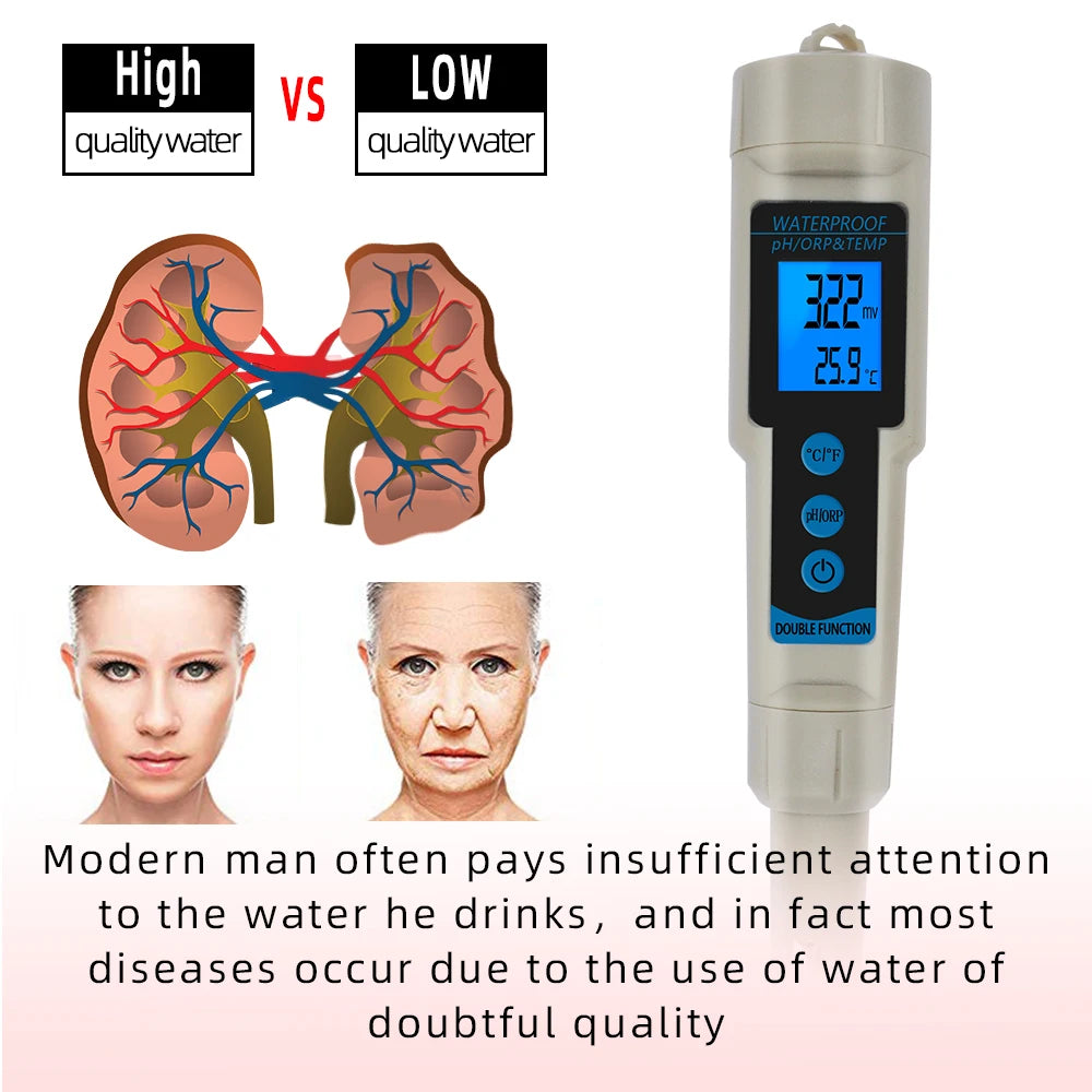 ORP Meter 3 In 1 pH ORP Temp Meter &ndash; Backlit Display Default Title