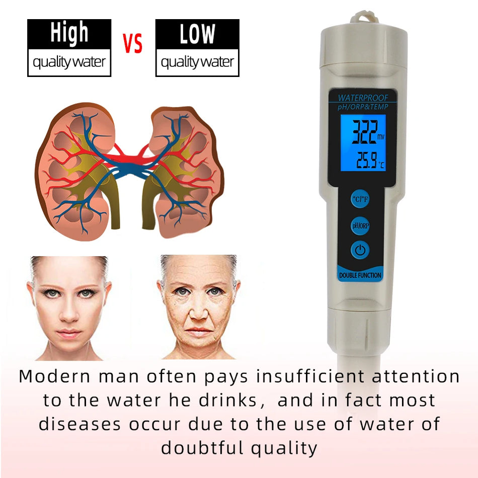 ORP Meter 3 In 1 pH ORP Temp Meter &ndash; Backlit Display Default Title