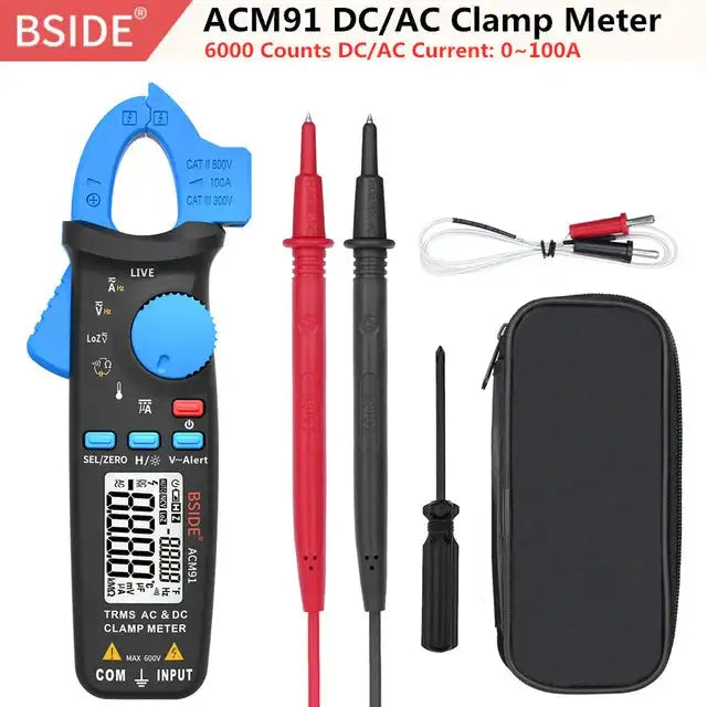 BSIDE ACM91 AC DC Clamp Meter True RMS Auto Range NCV Temp ACM91(Blue)