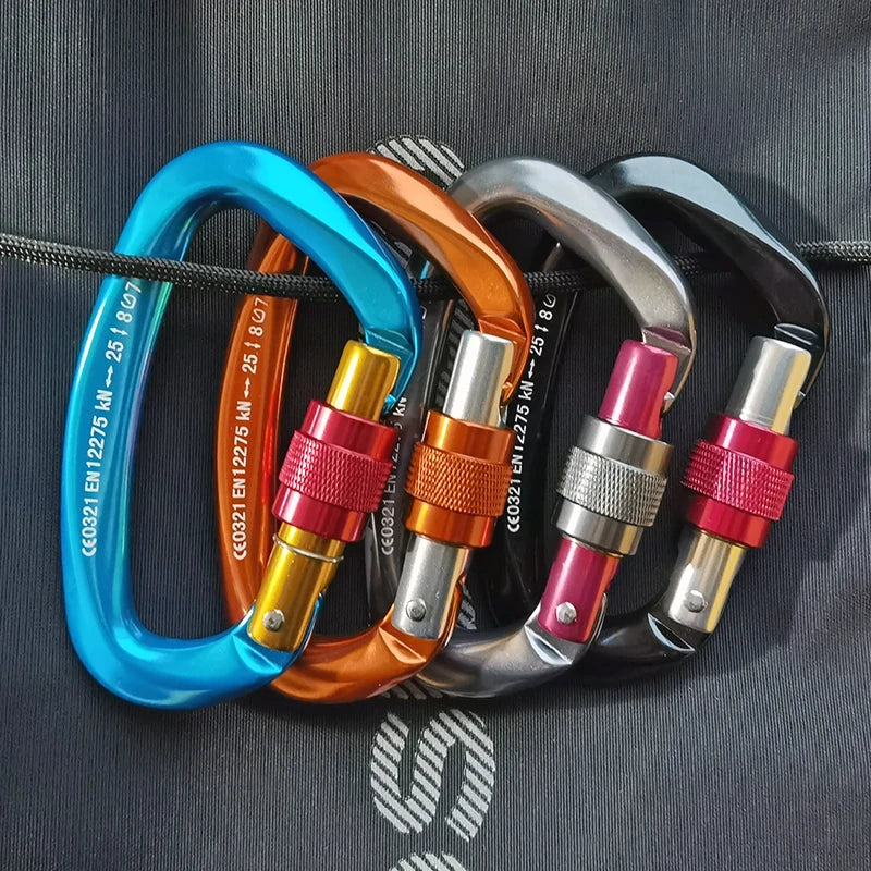 25KN D Shape Professional Climbing Carabiner with Safety Lock