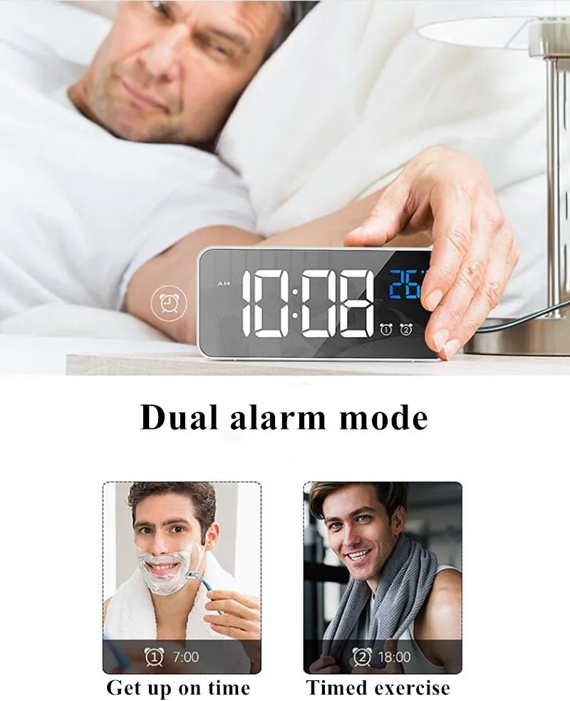 Voice Control Digital Alarm Clock with TEMP, Dual Alarms, Snooze &amp; Night Mode