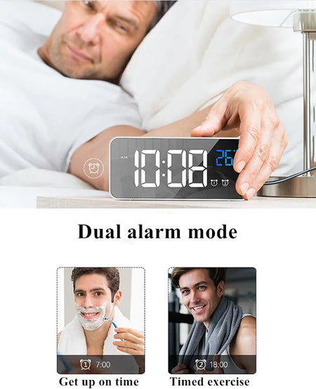 Voice Control Digital Alarm Clock with TEMP, Dual Alarms, Snooze &amp; Night Mode