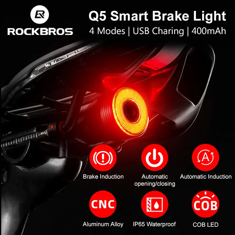 ROCKBROS Smart Auto Brake Sensing Taillight with IPx6 Waterproofing