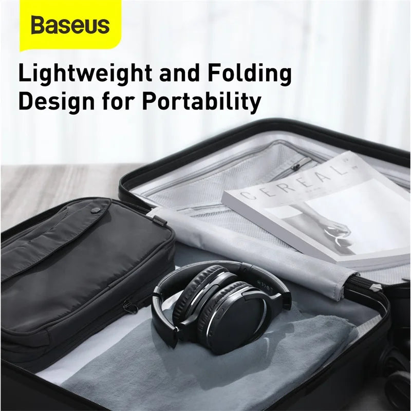 🟠 Baseus D02 Pro Wireless Bluetooth Ακουστικά HIFI στερεοφωνικά ακουστικά αναδιπλούμενα ακουστικά αθλητισμού με δισκίο καλωδίου ήχου Foriphone