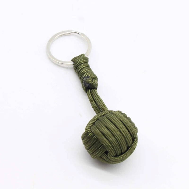 Monkey Fist Paracord Key Chain &ndash; Stainless Steel Ball Green