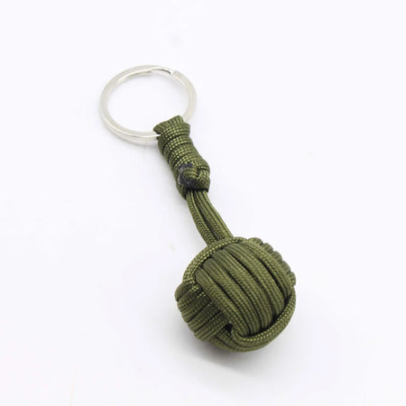 Monkey Fist Paracord Key Chain &ndash; Stainless Steel Ball Green