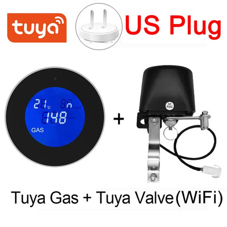 Tuya Wifi Natural Gas Alarm Sensor &ndash; LCD Temp Readout Gas US add Valve