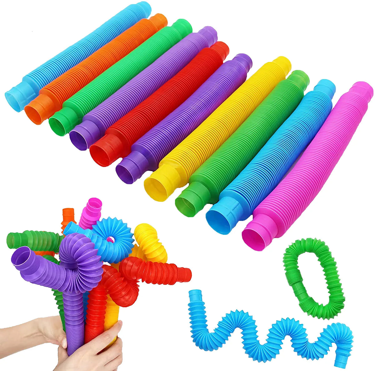 Colorful Folding Tubes Fidget Toy for Stress Relief and Sensory Fun 1pcs random