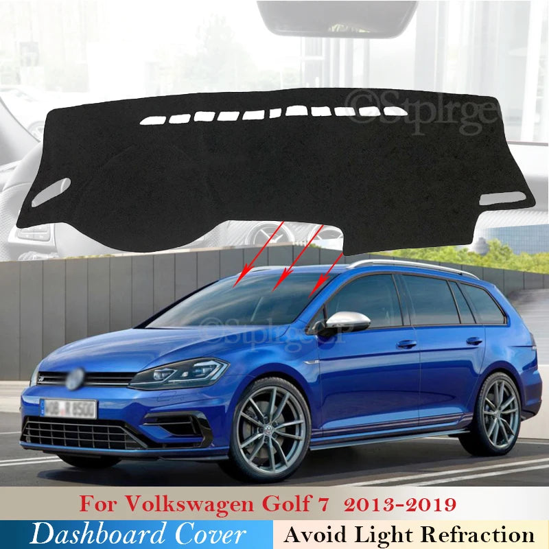Kojelaudan kansi räätälöity Volkswagen Golf Mk7 auringonsuojalla
