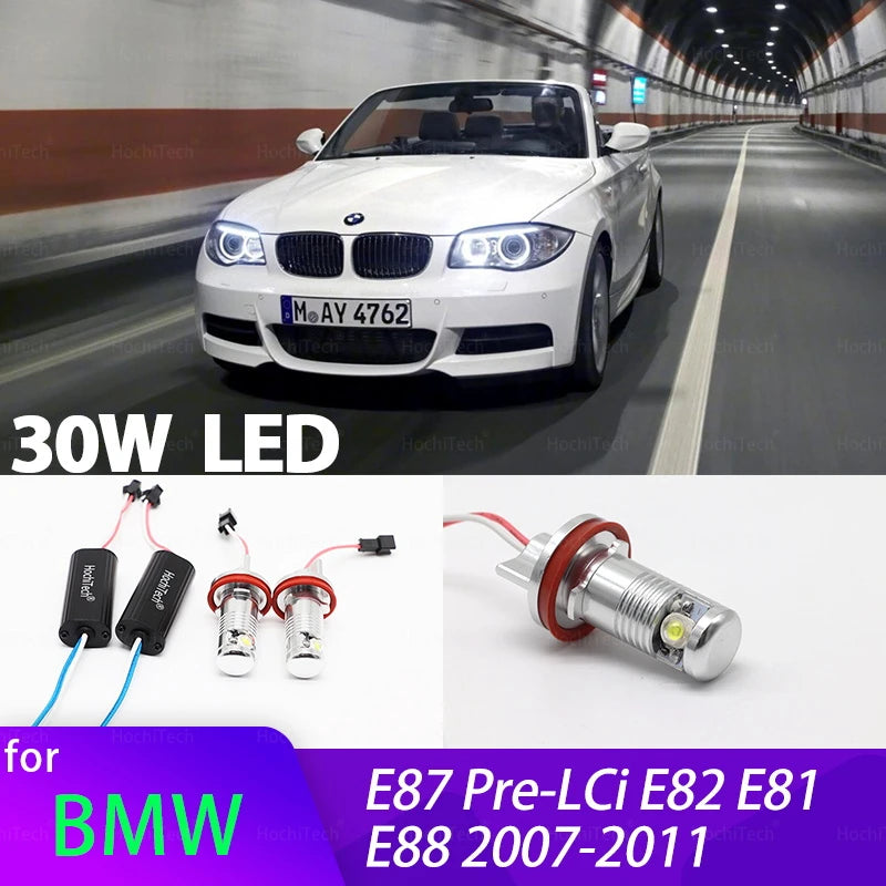 Bombillas LED Angel Eye H8 30W luz blanca para BMW Serie 1 E87 E82 E88