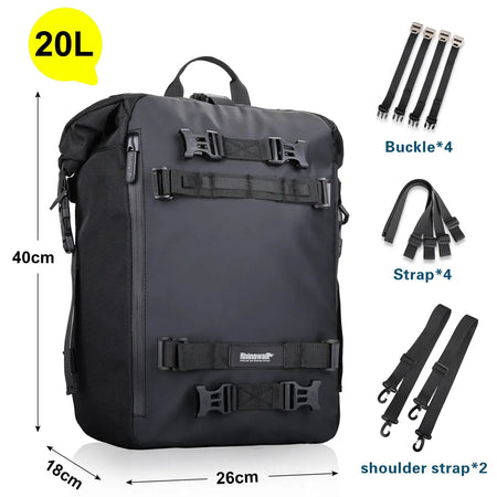 Rhinowalk Motorcycle Bag 10L/20L/30L Waterproof Inner Bag Saddle Bag Luggage Tail Bag Multi-function Outdoor Cycling Backpack by InterCyprus Trading Ltd