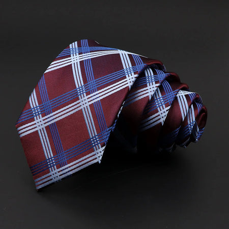 Skinny Plaid Tie in Red and Blue for Men 23