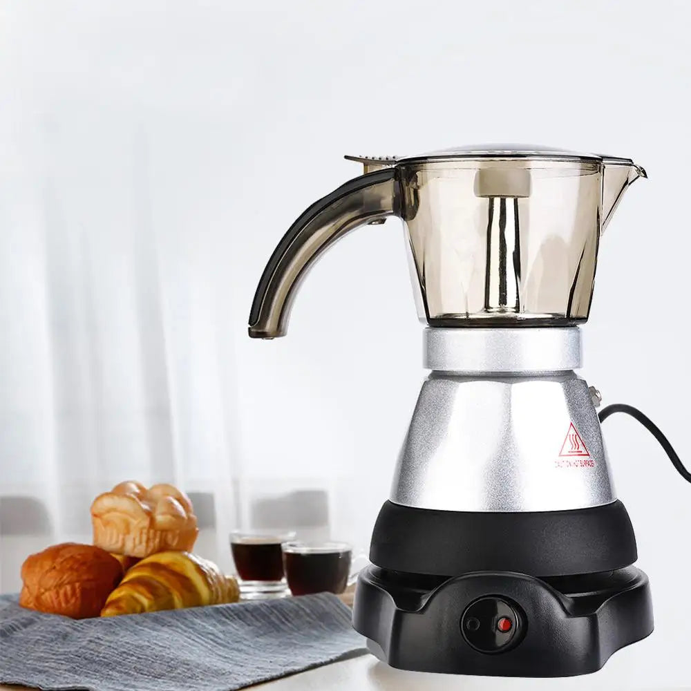 Electric Italian Coffee Maker - 3 to 6 Cup Percolator - Aluminium US 150ml