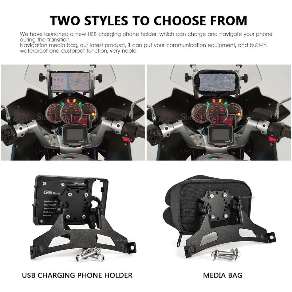 Guzzi Norge 1200 GT GPS viedtālruņa turētājs, metāls, melna laminēta apdare, ūdensizturīgs