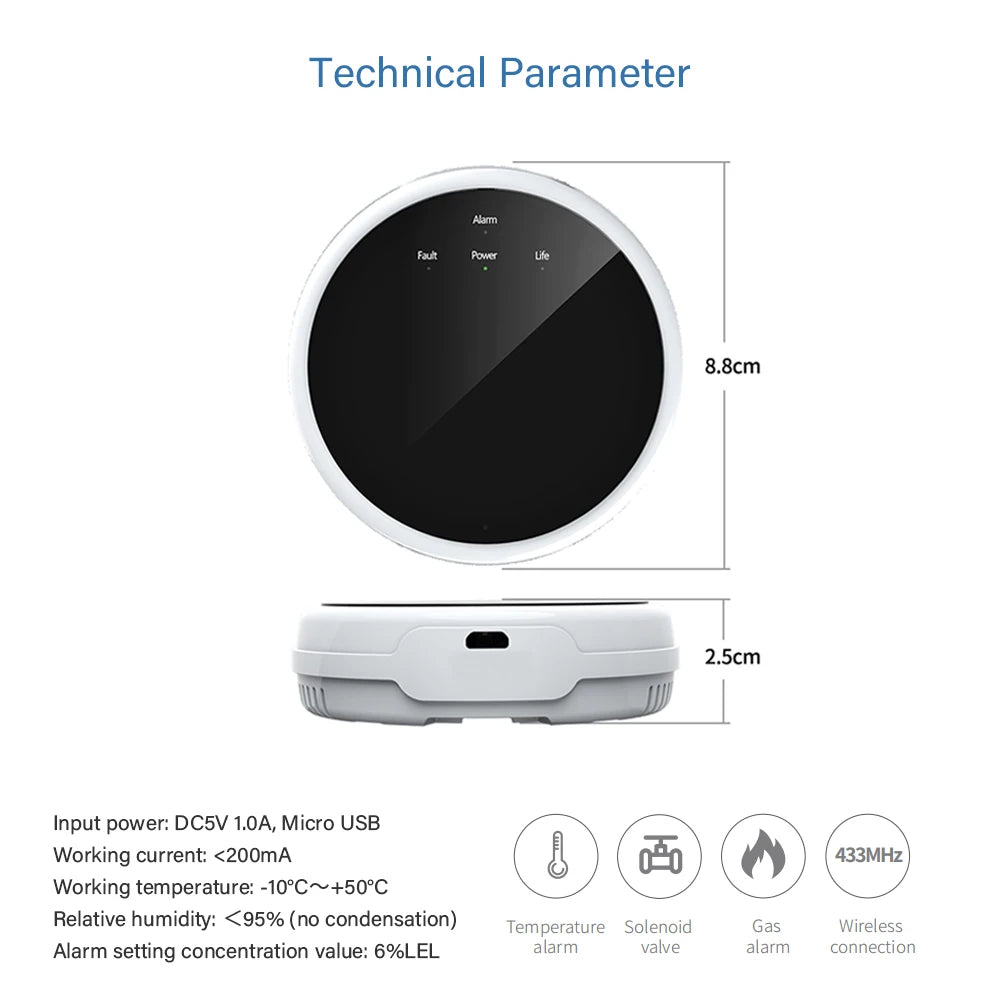 Ostaniot Tuya 433MHz Gas Leak Detector &ndash; High Sensitivity