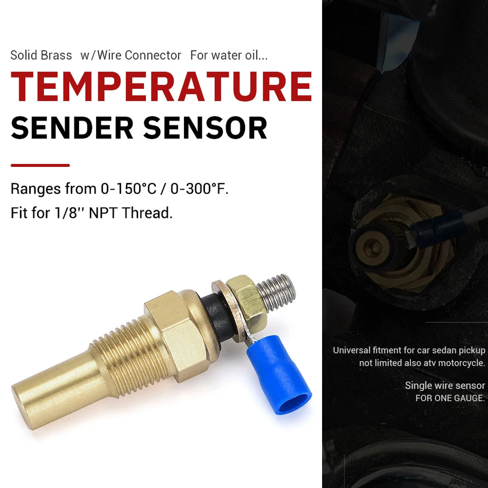 Senzor de temperatură a uleiului pentru mașini de curse, 12V, 1/8 NPT, aluminiu și alamă