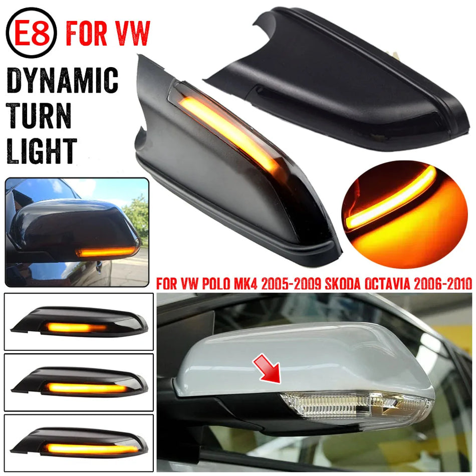Lumini LED pentru oglinzile laterale cu semnale de întoarcere dinamice pentru Volkswagen Polo MK4 9N3 FL