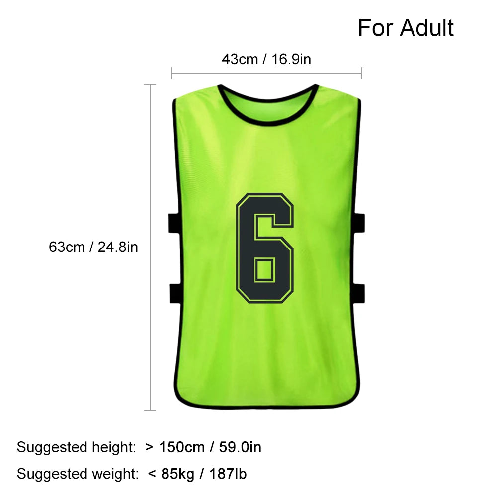 6/12 PCS Adults Soccer Pinnies &ndash; Quick Drying Fabric