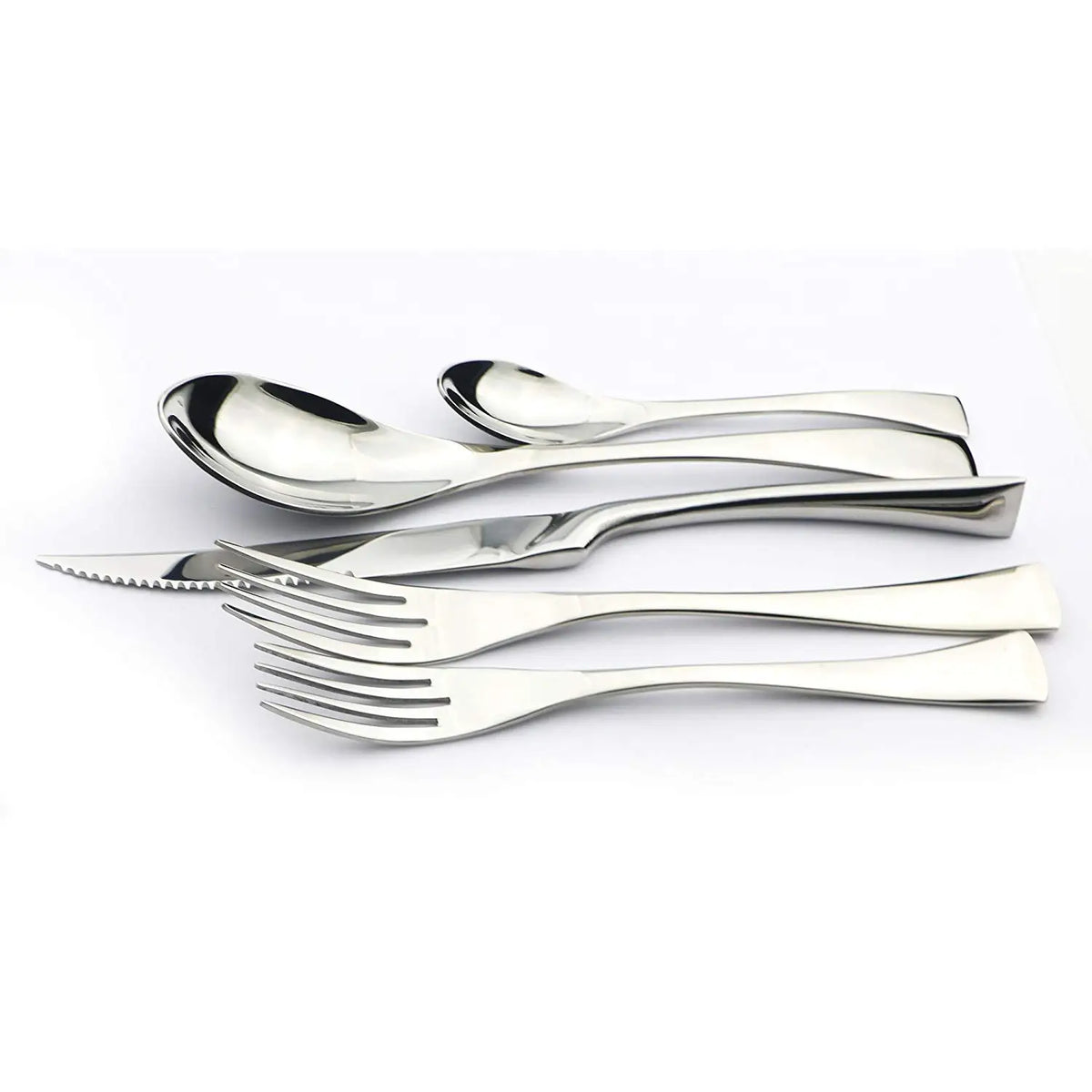KNGZI 5/20Pcs Silver Flatware Set &ndash; Eco-Friendly 18/10 Stainless Steel Design