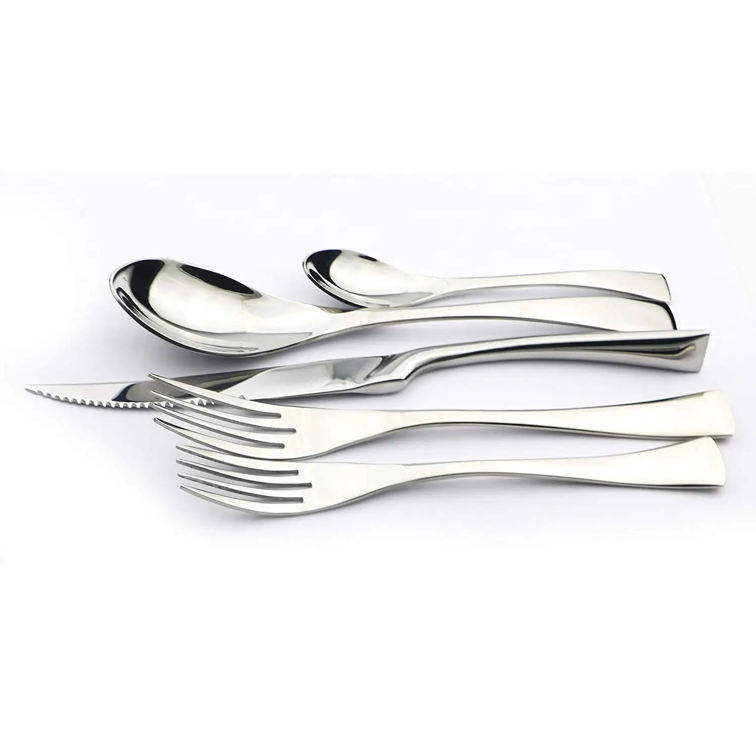 KNGZI 5/20Pcs Silver Flatware Set &ndash; Eco-Friendly 18/10 Stainless Steel Design