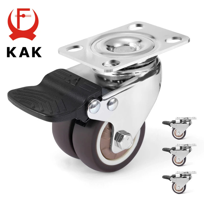 KAK 4 шт 2 дюйма тормозные поворотные колеса из резины повышенной прочности